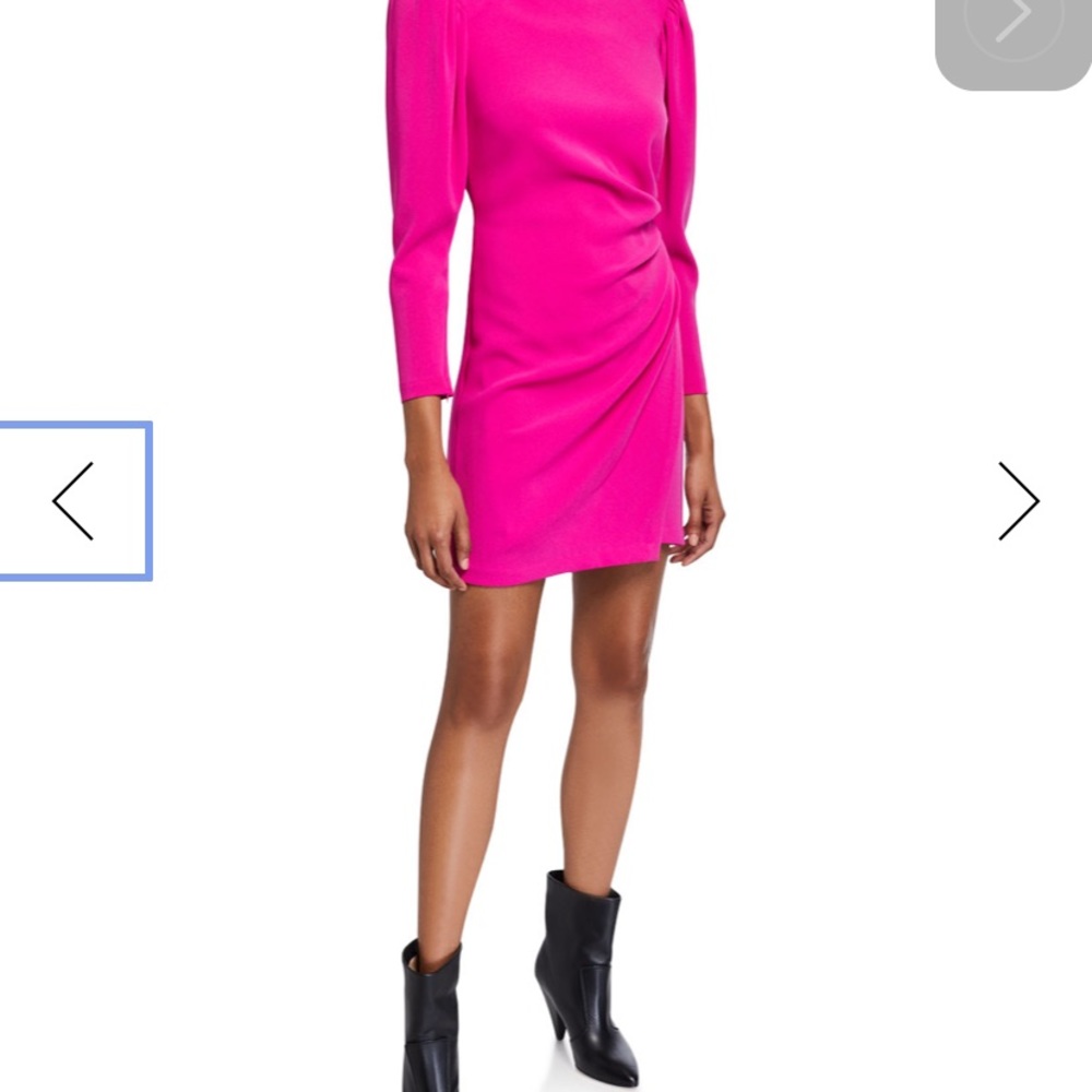 A.L.C. Hot Pink Long-Sleeve Ruched Mini Dress